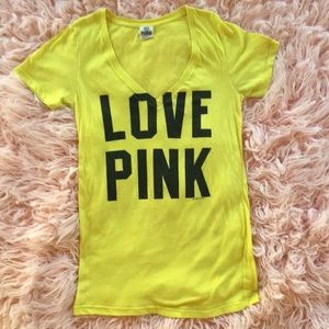 Victoria's Secret PINK Neon Yellow T- shirt